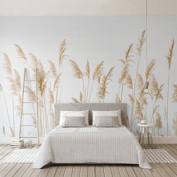 

wallpapers custom po mural reed plant nordic modern living room bedroom dining restaurant interior wall decor painting wallpaper 3d