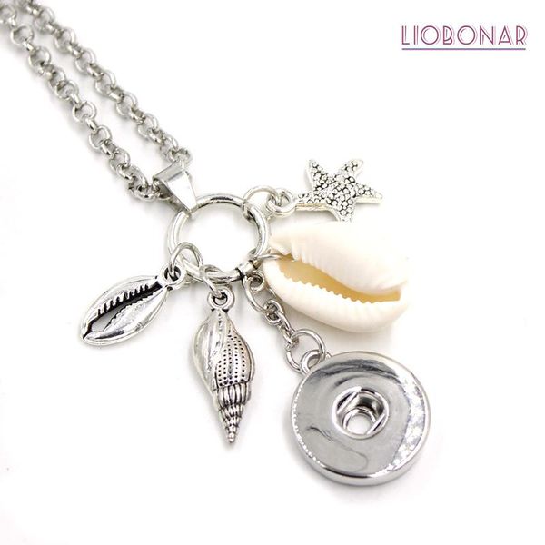 

pendant necklaces 1pc arrival 18mm snap jewelry cowrie shell necklace seashell sea gifts for women girls, Silver