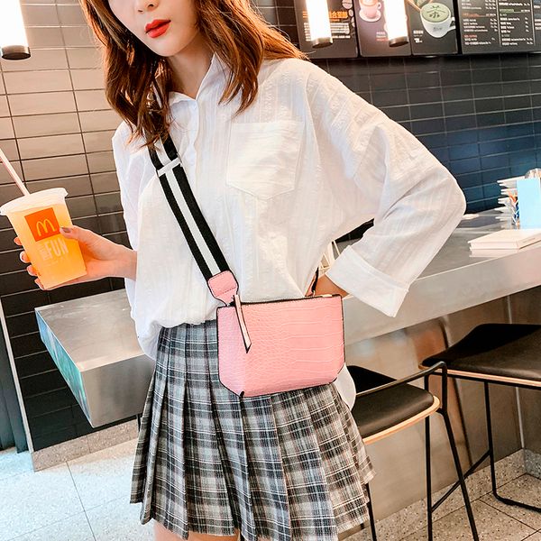 

small designer purse and handbags crocodile pattern zipper casual chest pocket crossbody messenger bag for women bolsa feminina, Black;red