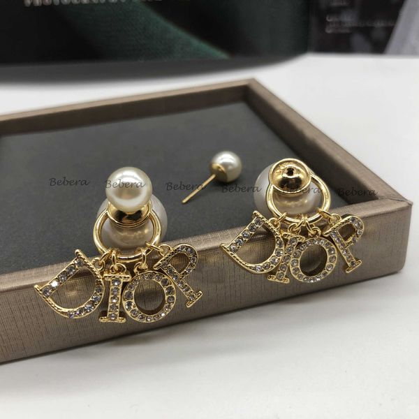

pearl earrings letter gold diamond crystal earrings lady earrings pearl letter black friday online sales, Silver