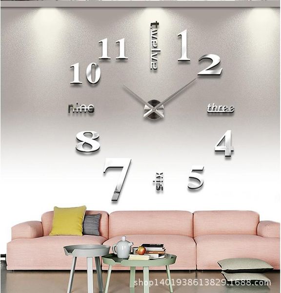 

wall clocks home large size creative clock living room decoration diy mirror paste