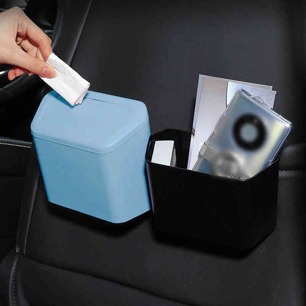 

universal car trash bin organisers plastic car cup tissue holder with lid pressing type car trash can auto interior accessories w220312