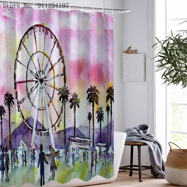 

shower curtains 3d ferris wheel print amusement park waterproof curtain washable bathroom screen with 12 hooks