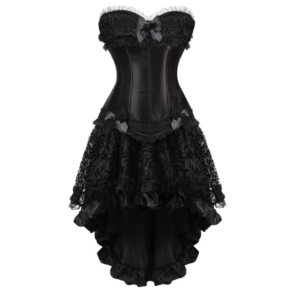 

bustiers & corsets burlesque corset and skirt set irregular lace up gothic bustier dresses for women adjustable plus size, Black;white