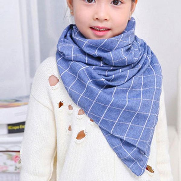 

autumn and winter children's scarf british plaid high-grade warm cotton and linen soft scarf boys girls fashion, Blue;gray