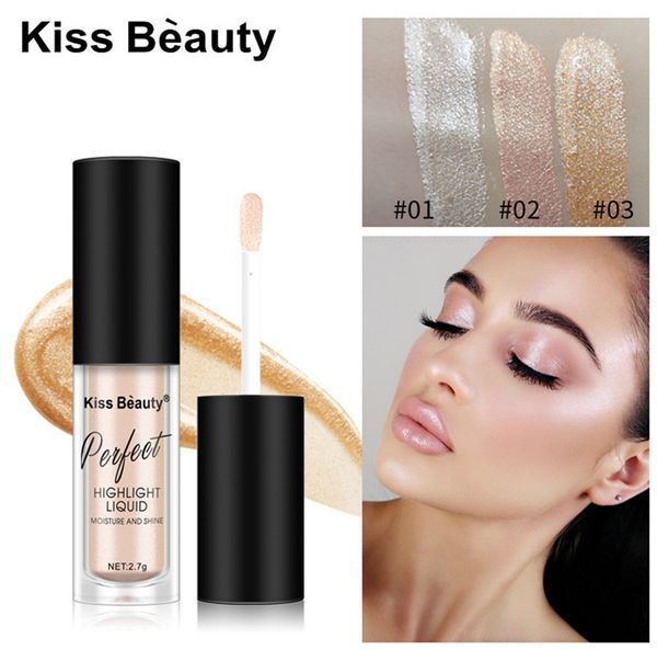 MAKEUP Beauty Hochglanz-Flüssig-Highlighter, 3 Farben, langanhaltender Bronzer, Feuchtigkeit und Glanz, Kiss Beauty Concealer, Top-Qualität