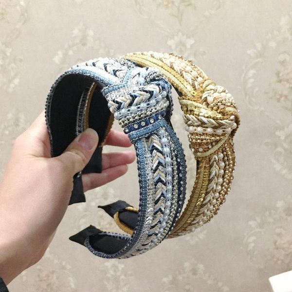 

hair accessories knitting knotted headbands for women girls band pearl headwear girl lady turban headband hoop accessorie