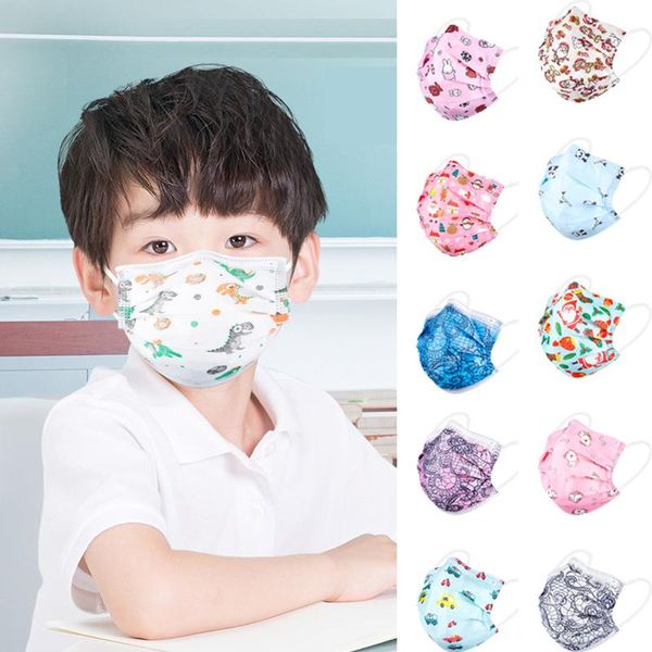 

cycling caps & masks 50pcs blue kids disposable face mask 3ply ear loop breathable mouth cover outdoor halloween cosplay mascarilla, Black