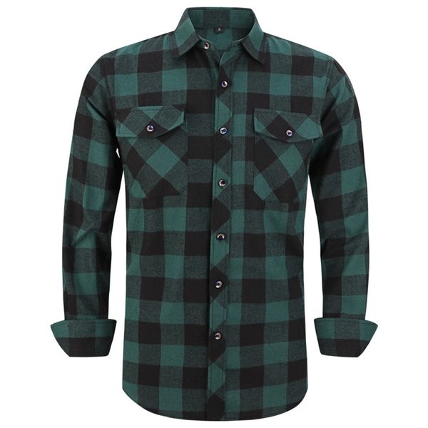

men's plaid flannel shirt spring autumn male regular fit casual long-sleeved shirts for (usa size s  l xl 2xl) 220303, White;black