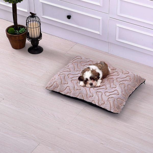 

removable bone fleece pet pad dog kennel cat bed dog pad teddy golden retriever