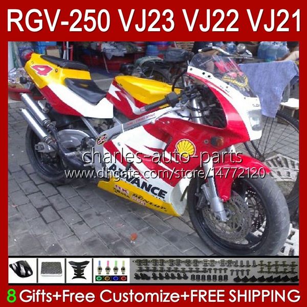 OEM-Verkleidungen für Suzuki RGV250 SAPC VJ23 RVG250 250CC VJ 23 Cowling RGV-250CC 97 98 Karosserie 107HC.31 RGV-250 Panel gelb rot Lager RGVT-250 RGVT RGV 250 CC 1997 1998 Karosserien