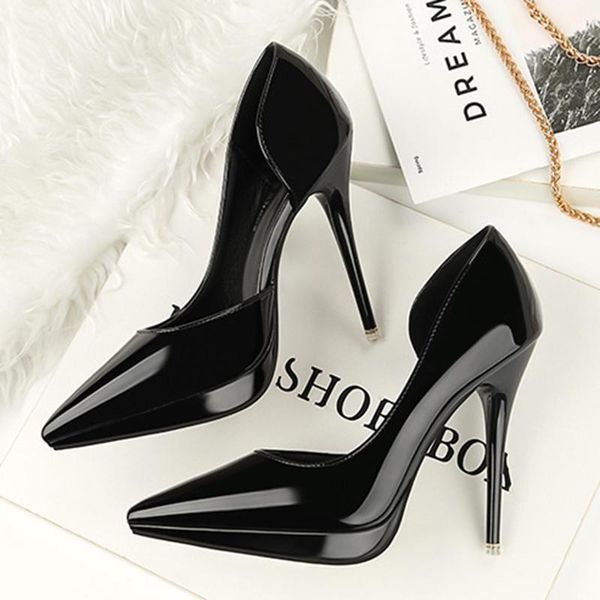

dress shoes 2021 summer women 12cm high heels platform pumps female elegant sweet pointed toe stiletto office red, Black
