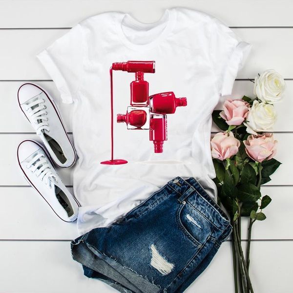

women 2021 3d paint print color beauty spring summer tshirts t clothes shirt womens ladies graphic female tee t-shirt clothing, White