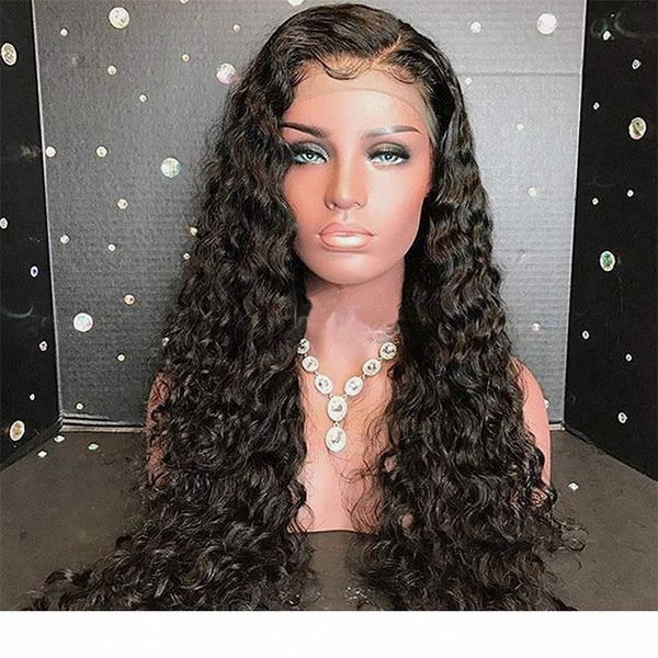 

deep wave full lace wigs human hair with baby hair pre plucked glueless brazilian remy human hair lace wig for women, Black;brown