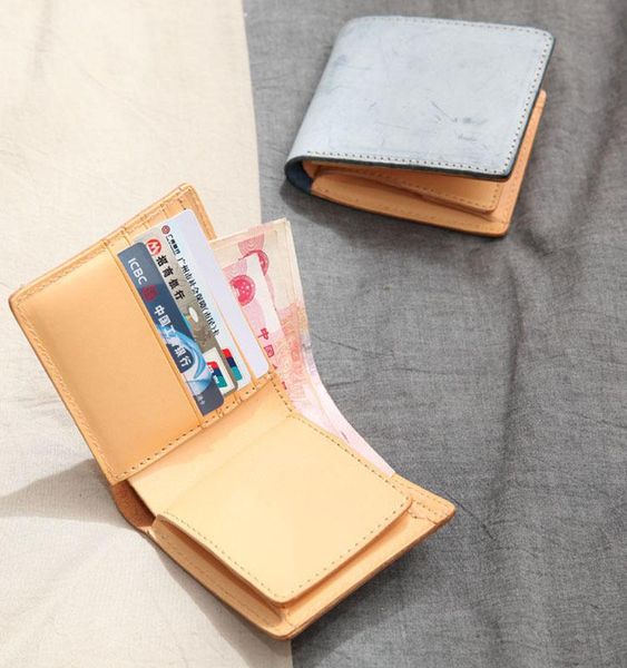 

wallets 2021 handmade wallet leather mist wax head short vegetable tanned hand bag purse clutch, Red;black