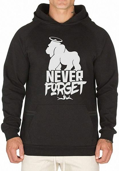 

men's never forget harambe front pocket pull over hoodie - mid weight r1lm#, Black