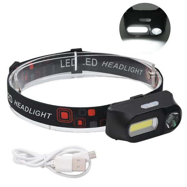 

anjoet outdoor headlight camping portable mini xpe+cob led headlamp usb charging fishing headlights torch