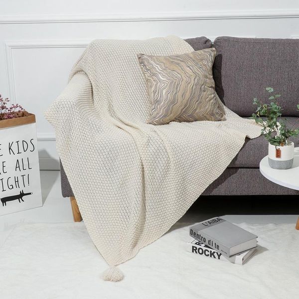 

blankets nordic tassel knitted ball blanket woolen office air conditioning lunch break shawl sofa leisure