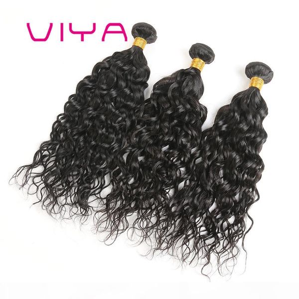 

viya hair peruvian unprocessed human hair bundles water wave 9a hair 10-30 inch natural color 3pcs lot ing, Black