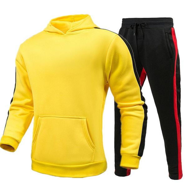 

men's tracksuits 2021 brand sportswear fashion two-piece cotton fleece thick hoodie + pants sports suit men, Gray