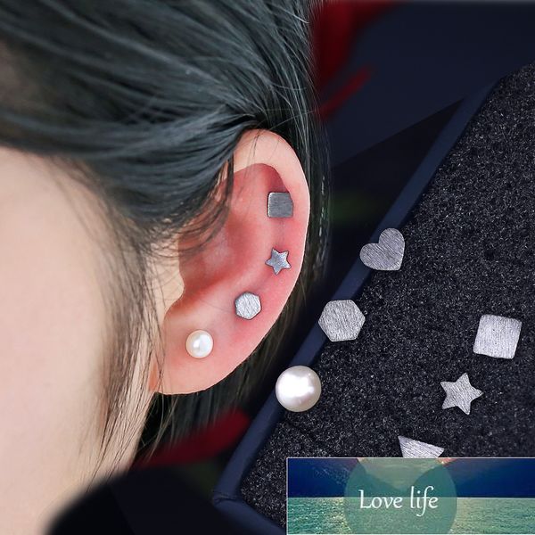 

six-piece set earrings authentic silver color plated stud earrings for women brincos earring earings set of six jewelry gift factory price e, Golden;silver