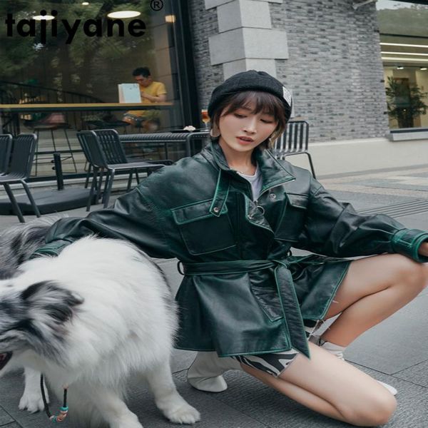 

women's leather & faux 2021 jacket women autumn sheepskin coat spring short moto jackets female coats hwpych191011wpy112, Black
