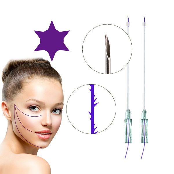 

beauty items sterile face twist barbed pdo thread 6d v line lift with sharp needle