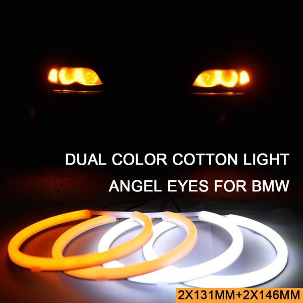 

other lighting system white amber dual color cotton led angel eyes kit halo ring drl turn signal light for e90 e91 e46 4door sedan non p