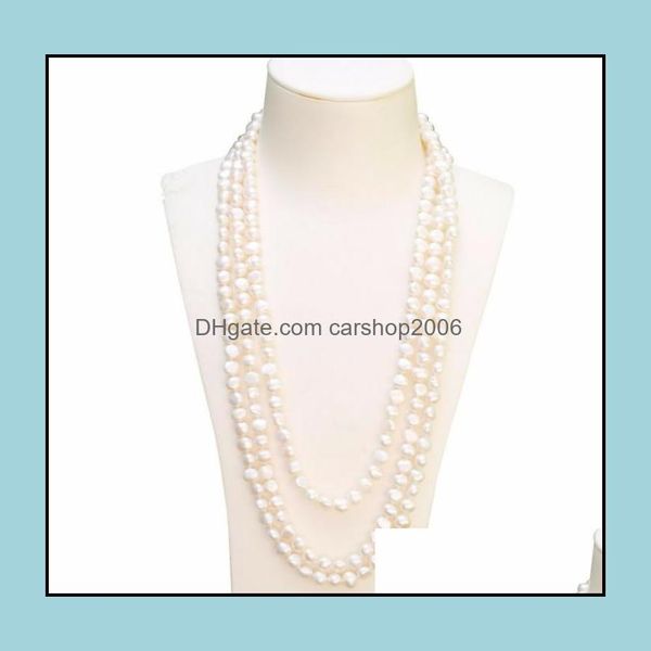 

beaded necklaces & pendants jewelry 8-9mm baroque white natural pearl necklace 72 inch bridal choker gift drop delivery 2021 wzc8x, Silver