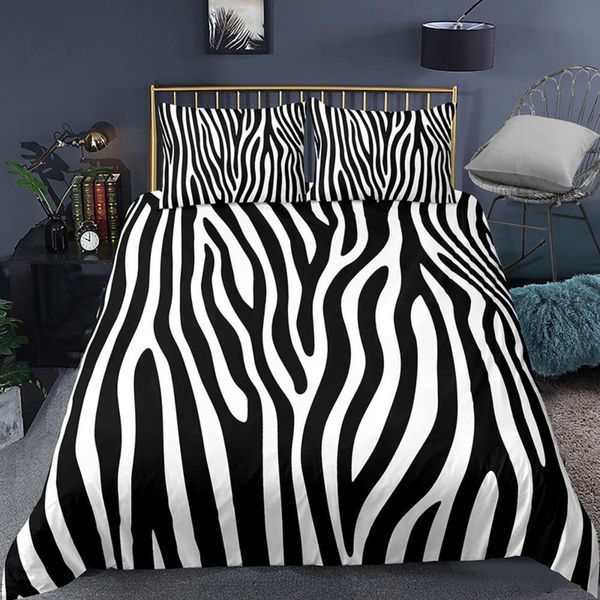 

luxury black white bedding set zebra pattern girl boys home doubls single duvet cover set animals theme custom bed linen set