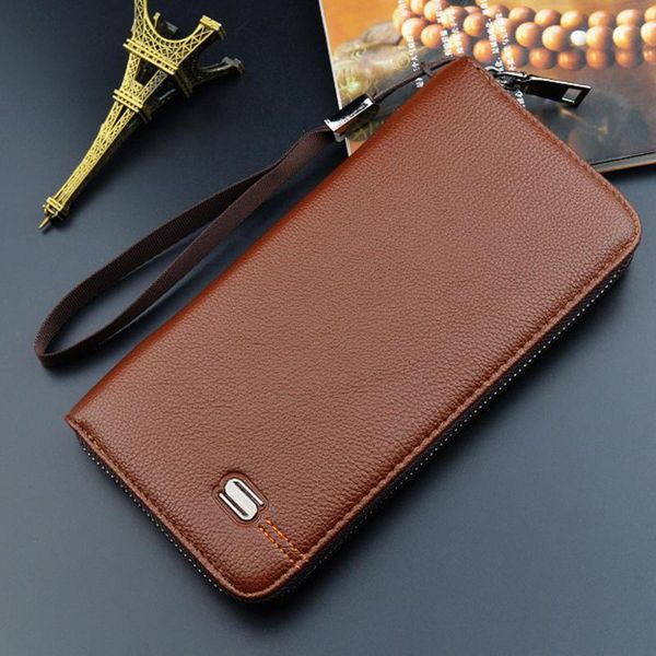 

wallets original men's wallet business striped pu leather purse for maleptgirl fashion man card holder zipper phone bag, Red;black