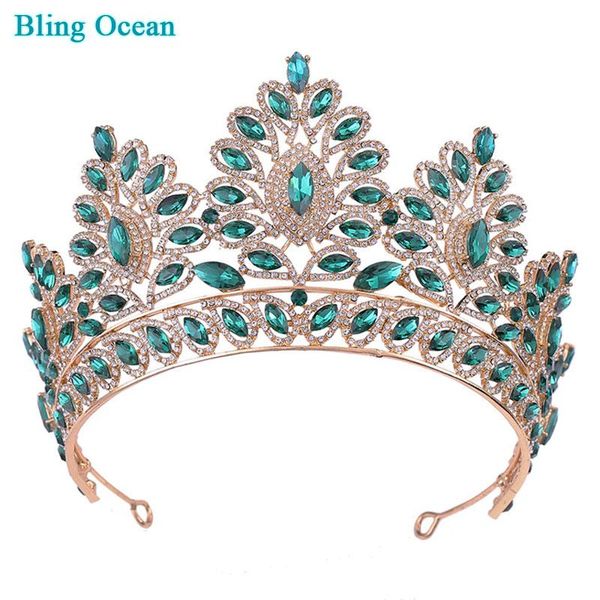 

hair clips & barrettes european and american wedding headdress tiara inlaid rhinestones bride big crown accessories, Golden;silver