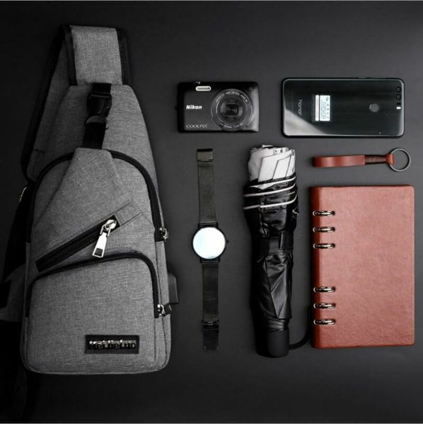 

men women nylon sling bag backpack portable usb charging crossbody shoulder bag cycle daily travel chest pack