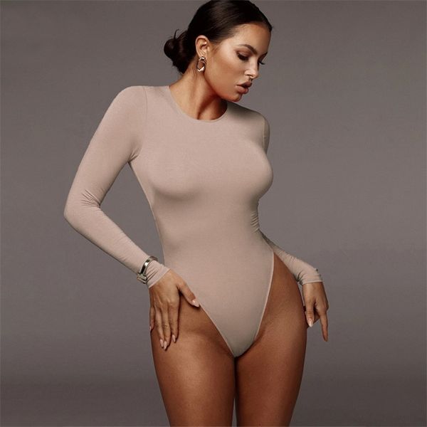 

neck long sleeve white bodysuit women winter body gray casual lady streetwear bodysuits 210720, Black;white