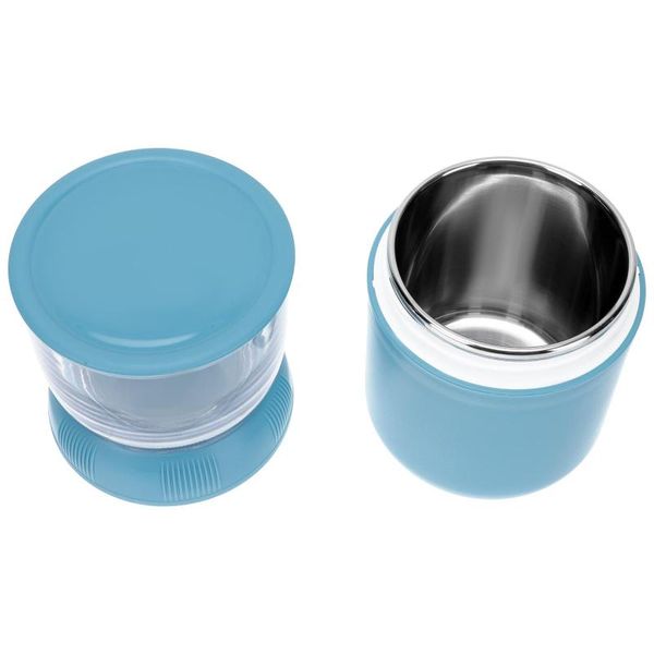 

water bottles 1pc portable breakfast cereal cup practical soup double layer insulation (blue)