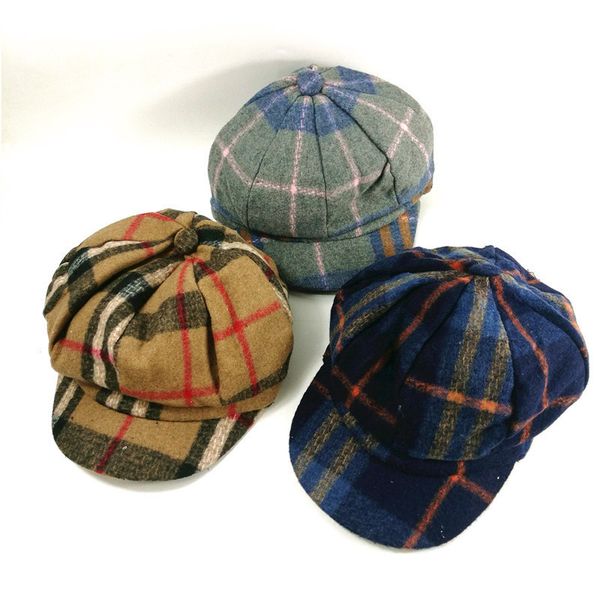 

star anise hat girl autumn winter british and version popular newsboy bud beret, Blue;gray