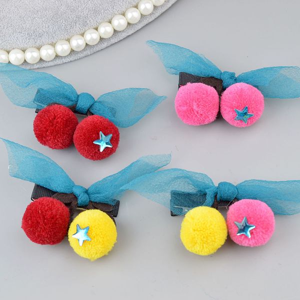

new bow hair clips kids girls red cherry hairpins for party vocation hair accessories women barrettes korean style, Slivery;white