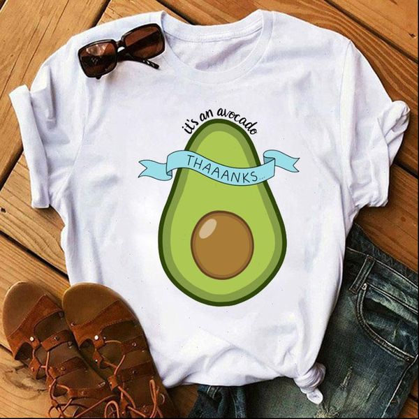 

harajuku t shirt casual women t shirt fashion short sleeve tee shirts cartoon funny avocado printed tee camiseta femina, White