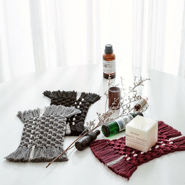 

mats & pads nordic handmade placemats heat-resistant thickened coffee pad macrame boho heat insulation quick-drying kitchen home
