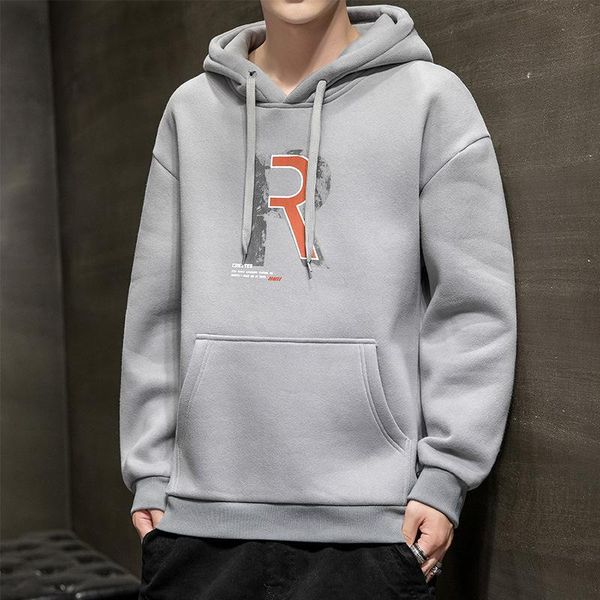 

men's hoodies & sweatshirts spring and autumn solid color letter printing pattern casual long sleeve hooded loose, Black