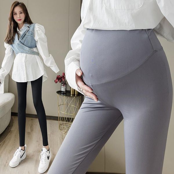 

2967# spring summer sports casual maternity skinny legging yoga fitness belly pants clothes for pregnant women chic pregnancy, White