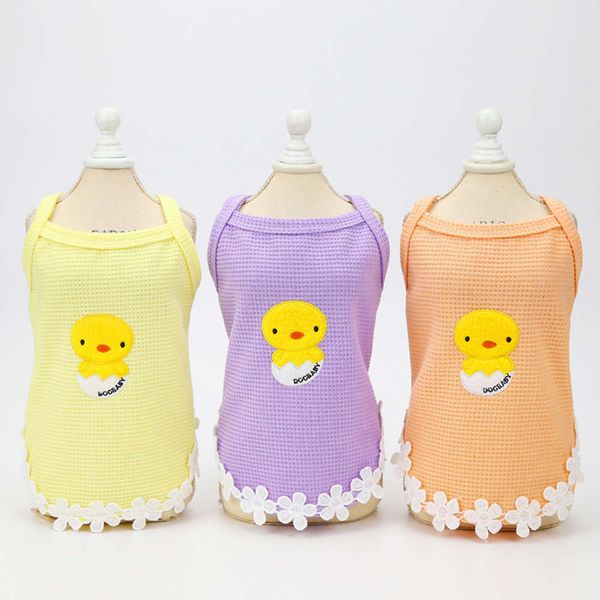 

spring and summer thin teddy dog pet clothing 21 yellow chicken sling skirt