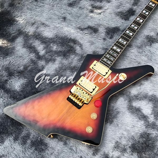 

custom electric guitar high gloss destroyer tremolo system in sunburst color