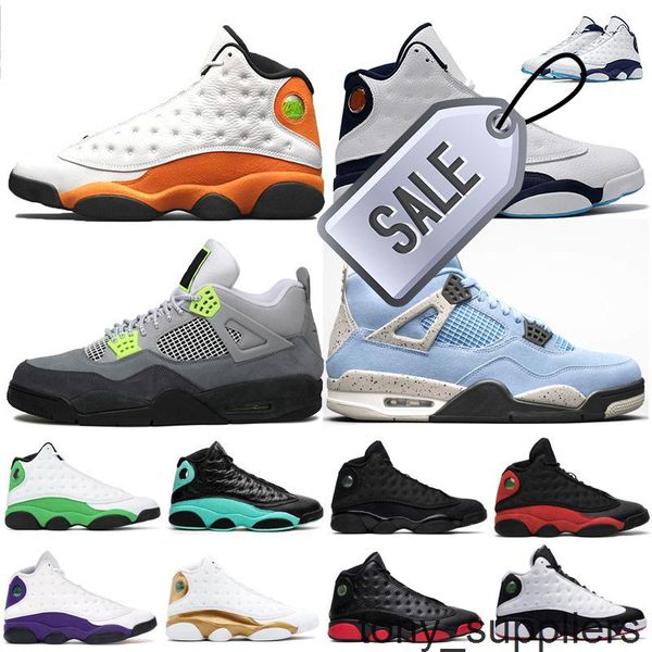 

new fire red neon 4 4s men basketball shoes women dark powder 13s starfish white soar green pink playground mens sports sneakers o, Black