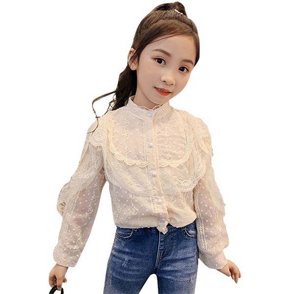 

blouse for girls lace flower s spring autumn casual style school uniform 6 8 10 12 14 210528, White;black
