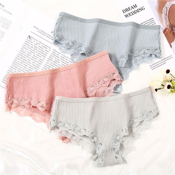 

women's panties women lace solid color cotton briefs soft female underwear ladies underpants lingerie comfort intimate, Black;pink