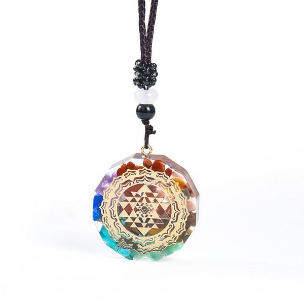 

decorative objects & figurines orgonite pendant ogan gravel necklace sri yantra sacred geometry chakra healing energy meditation jewelry han