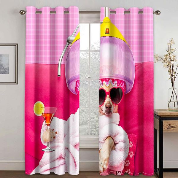 

curtain & drapes 3d cute fashion dog cow animal pattern blackout kit, suitable for home curtains in children's living room and bedroom