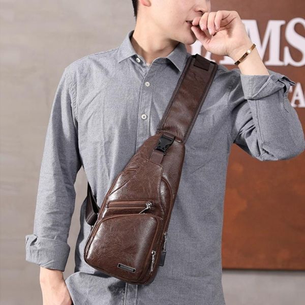 

waist bags men's fashion crossbody single shoulder bag usb sports outdoor casual chest