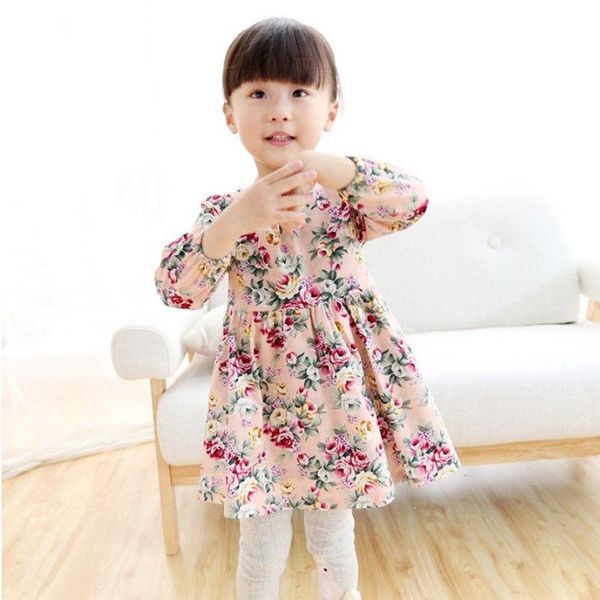 

girl's dresses euerdodo 2021 girls dress cotton kids long sleeve print children casual wear spring autumn girl clothes, Red;yellow